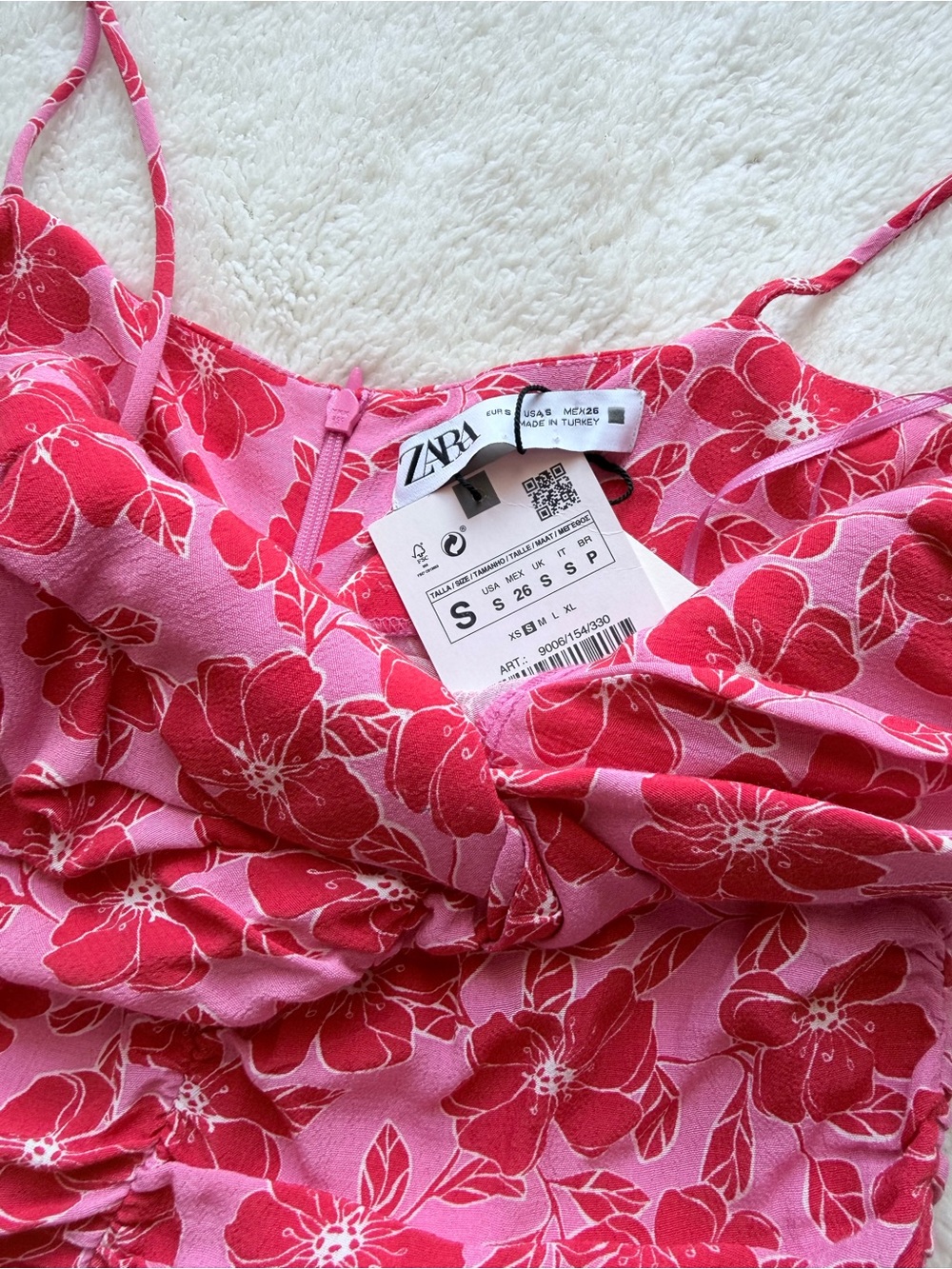 NWT Pink & Red Floral Spaghetti Strap Mini Dress - Picture 6 of 7